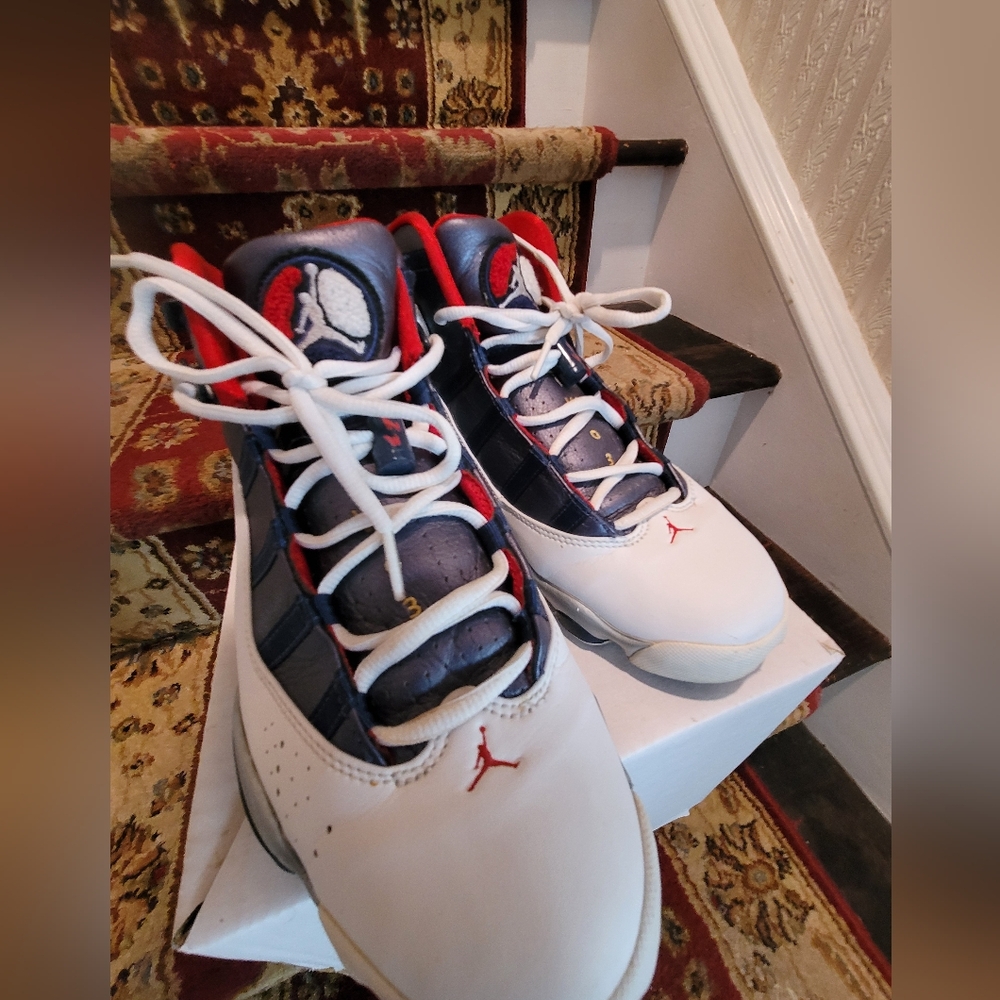 2008 NIKE AIR JORDAN 6 RINGS White Varsity Red Midnight - Picture 11 of 11